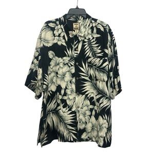 Tommy Bahama Silk Hawaiian Print Button Up Shirt Size XL Short Sleeve Tropical